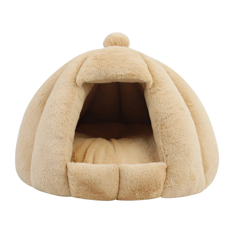 Winter Dog Bed Kennel Small Medium Semi-closed Yurt Rabbit Plush Warm Cat Pet Kennel