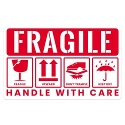 10-50pcs Fragile Handle With Care Warning Stickers Self Sealing Adhensive Business Don't Fall Express Shipping Thank You Labels