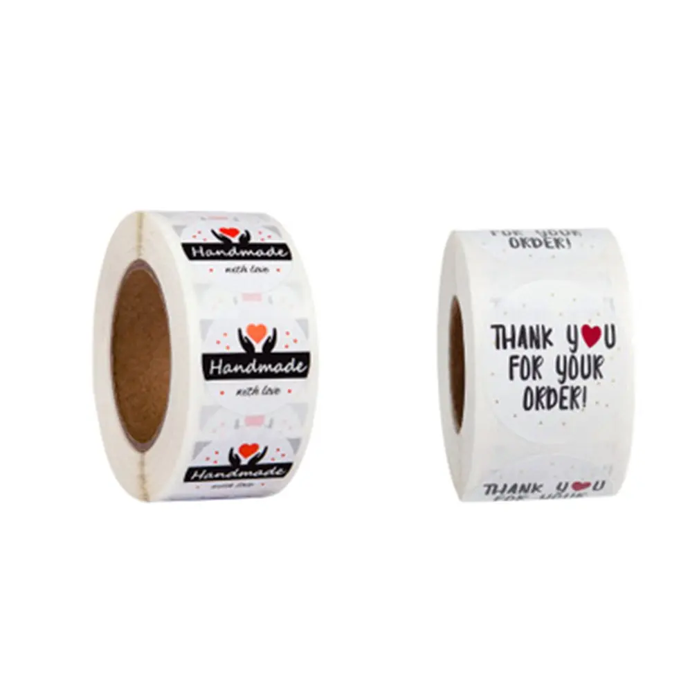 لفة ختم ملصقات شكرا لك الخبز الحرف اليدوية لوح نحاسي ذاتية اللصق المواد الجولة أعواد تزيين 1 بوصة