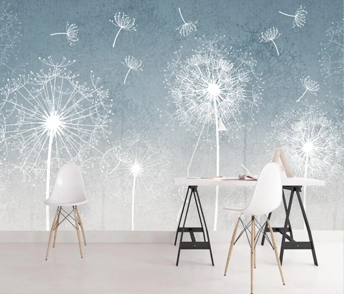 

Custom Dandelion flowers wall Painting Study wallpapers for Living Room Sofa TV Background Mural Wallpaper For Walls 3D stickers