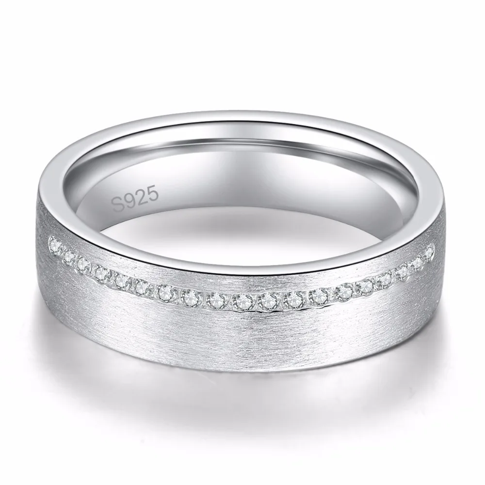 BONLAVIE Frosted surface Men's Ring Inlaid Zircon Fine Jewelry 925 Sterling Silver Bridegroom Ring Wedding Band