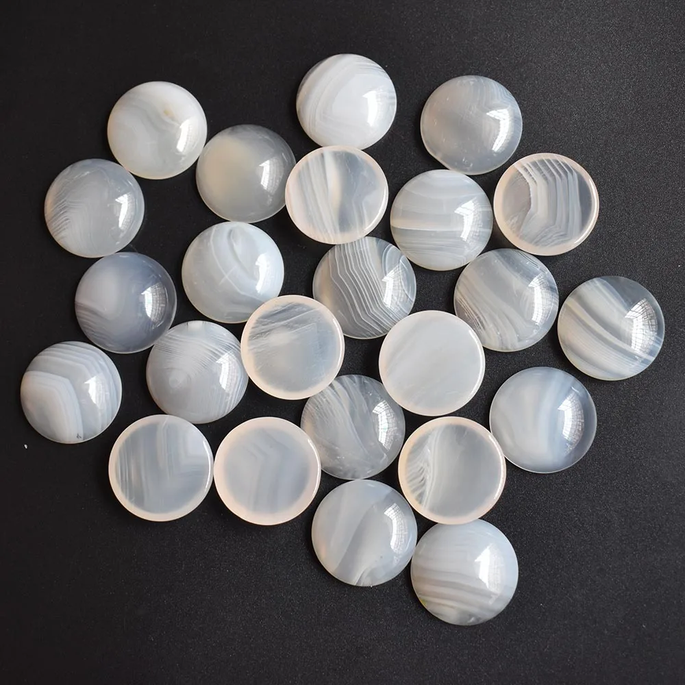 2020 قمة الموضة جودة الطبيعية الأبيض شريط الجزع كابوشون المستديرة 20 مللي متر حجر الخرز 20 قطعة/الوحدة بالجملة شحن مجاني #3