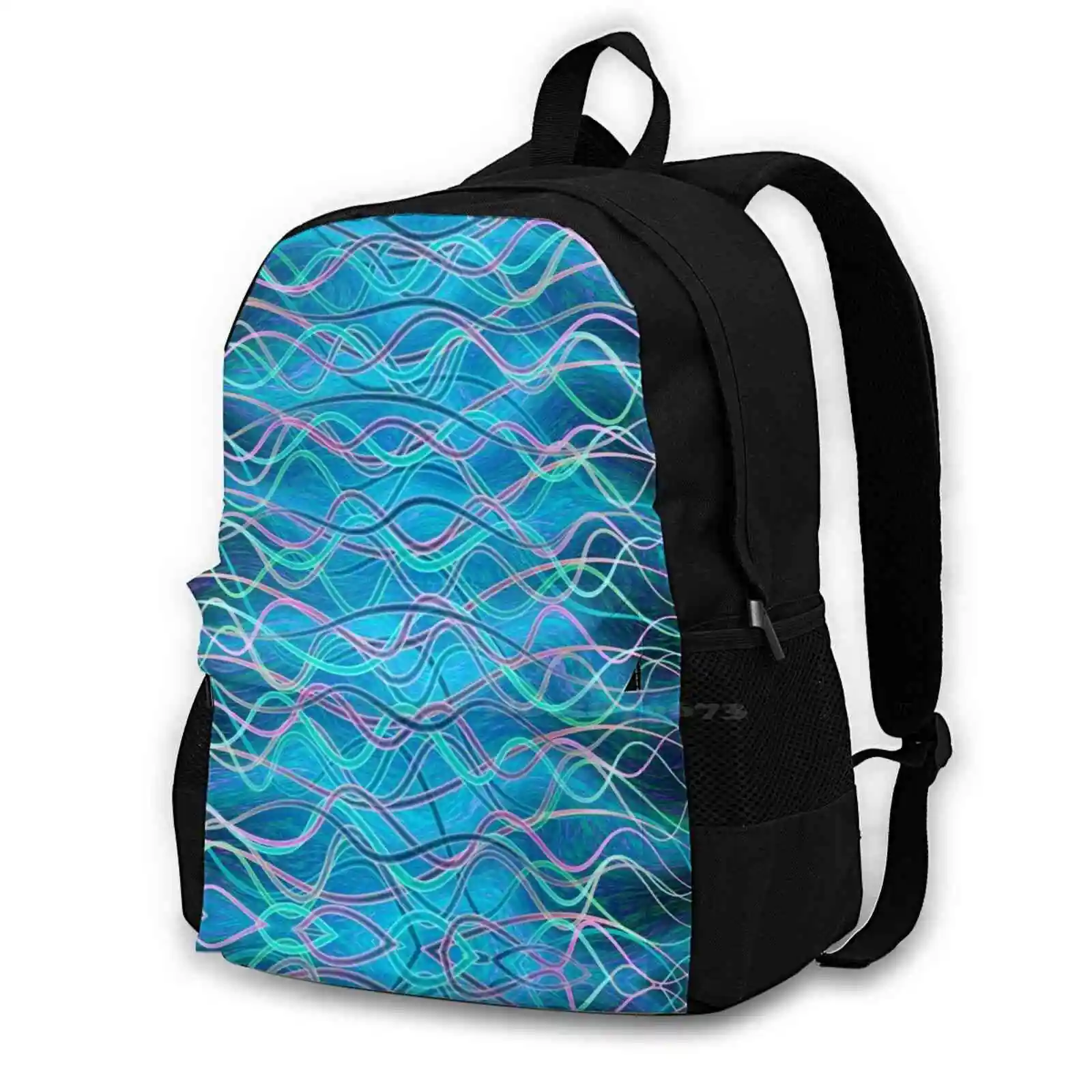 Go With The Flow Travel Laptop Bagpack School Bags Illuminated Abstracts Go With The Flow Abstract Ocean Phosphorescent