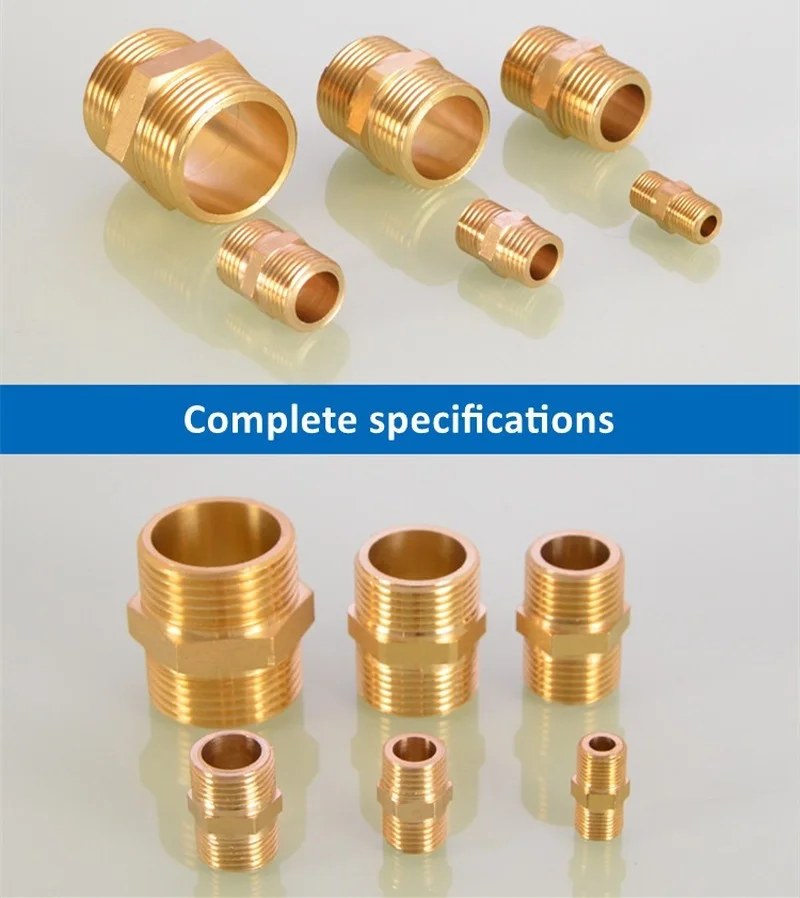1/8" 1/4" 3/8" 1/2" 3/4" 1" BSP Brass Pipe Hex Nipple Fitting Male Thread Quick Adapter Coupler Connector for Water Oil Gas