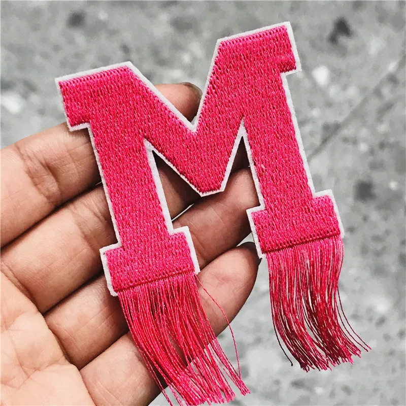 1Pcs Tassel Alphabet Letters Patch Embroidered Applique iron On Name Letter Patches DIY Accessories Stickers