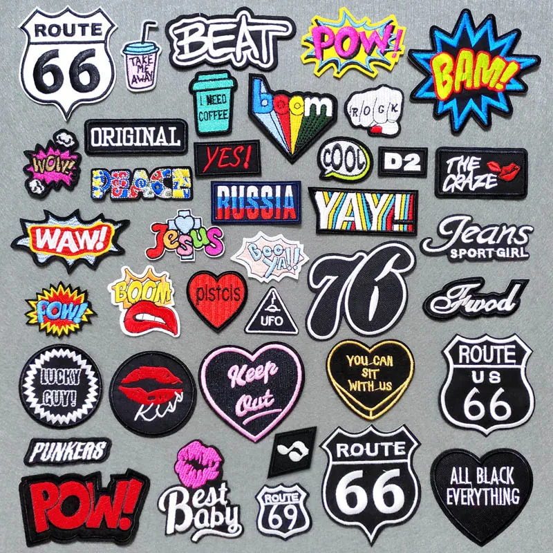 ROCK BOOM BAM POW Patch per abbigliamento Applique da cucire ricamata termoadesiva distintivo in tessuto da cucire carino accessori per