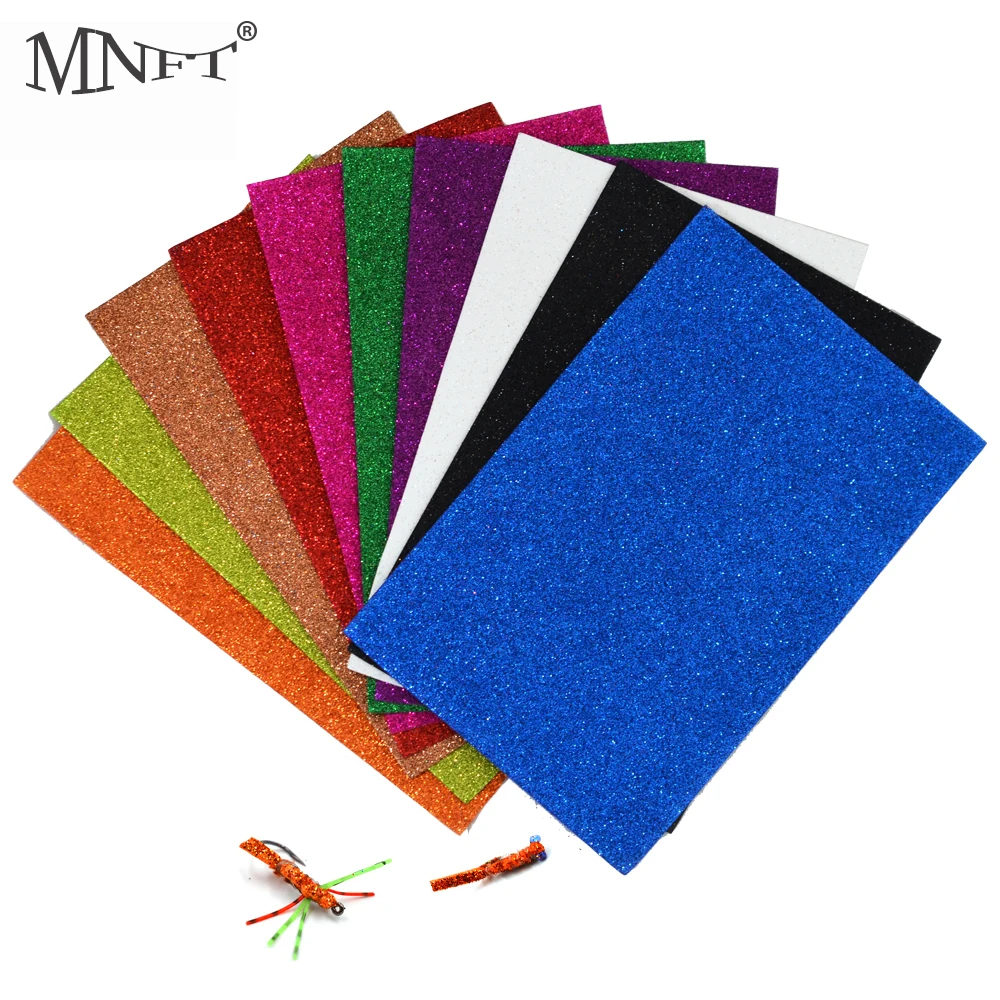 MNFT 2Pcs Random Color 20*30cm 1.8mm Glitter EVA Fly Tying Foam Sheets Paper Ant Beetle Caddis Fly Tying Material