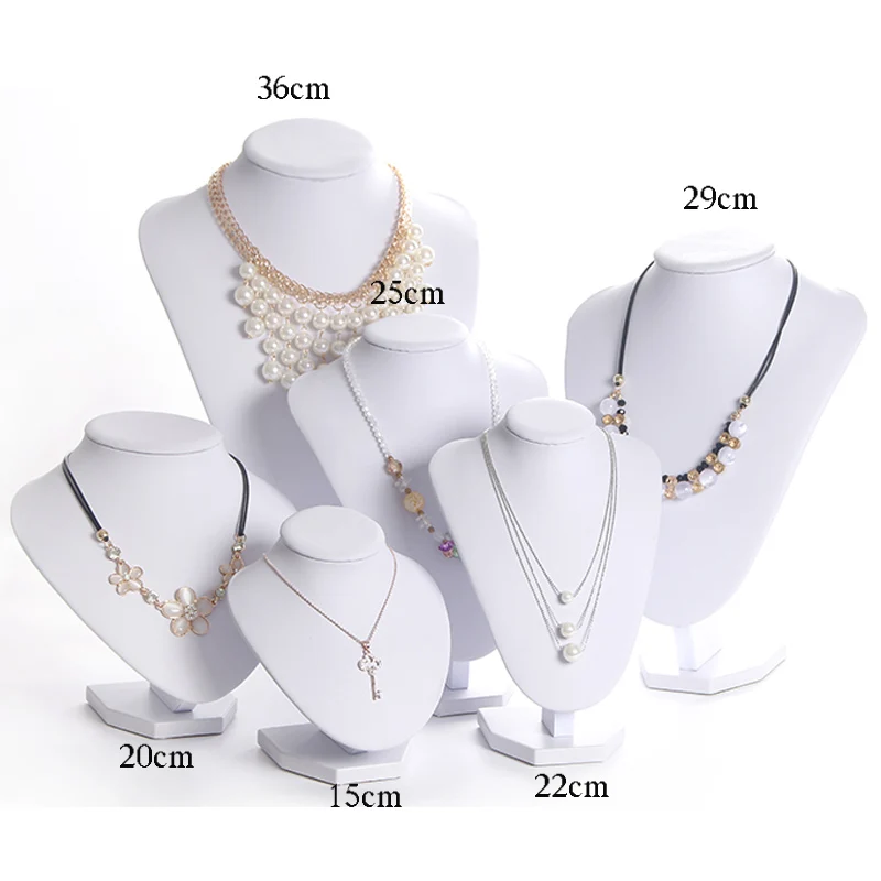 Présentoir à bijoux en velours PU blanc, présentoir de buste, présentoir à collier, mannequin, gris, noir, blanc, 6 options