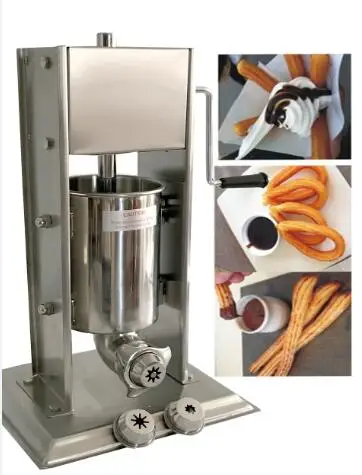 2-in-One manuelle Edelstahl 3l Spanien Churro Maker Maschine mit 3 Größe Churro Düsen 4 Größe Enemator