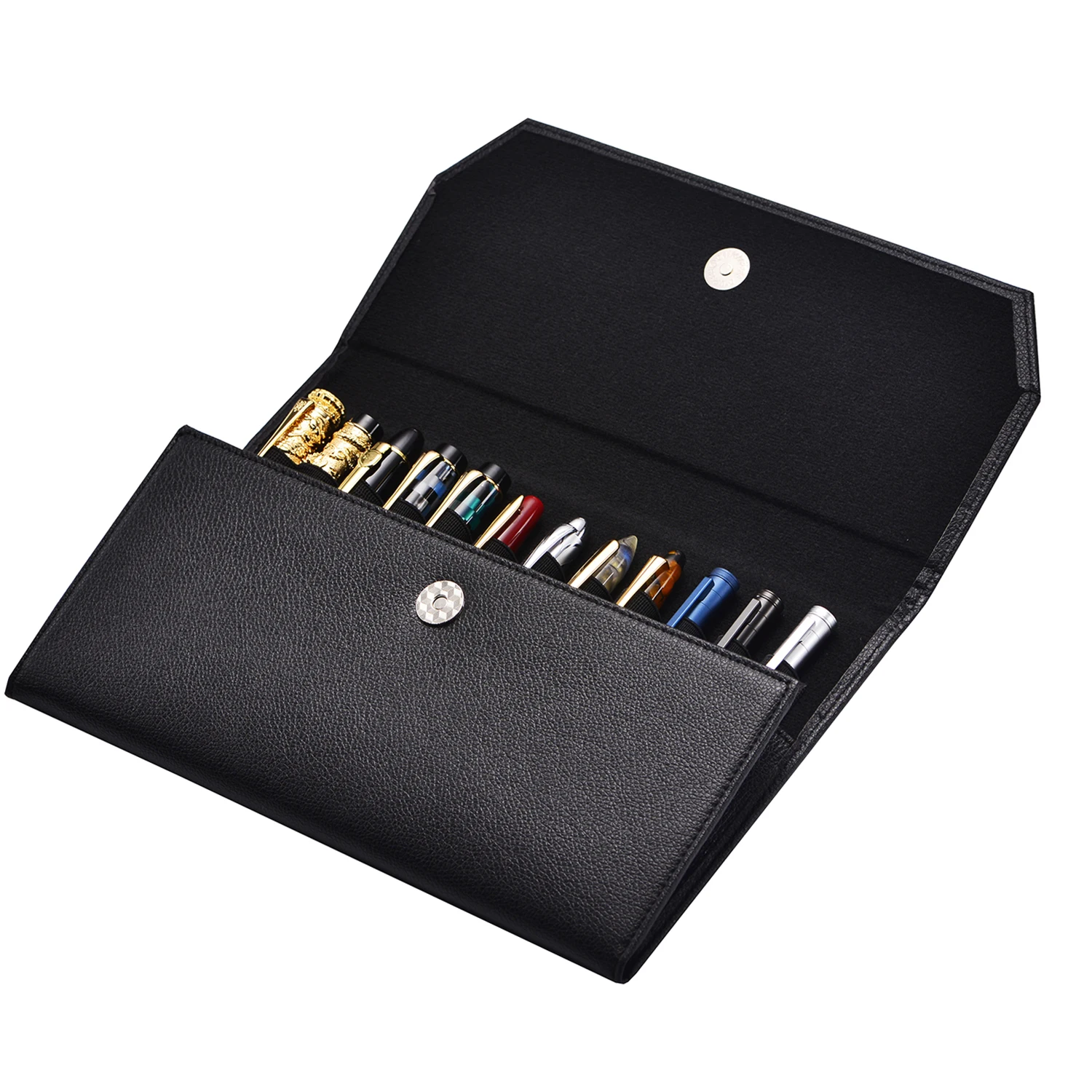 Canvas Pen Case Pencil Bag for 12 Fountain Roller Ballpoint Pens with Divider Slot Waterproof Pouch Bag Office Business Style