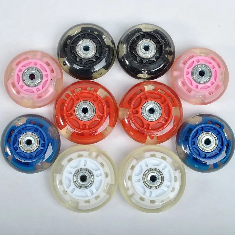 60mm 64mm 70 72 76mm LED Flash 82A Kid Children Roller Skates Wheel 3 colorful light Inline Skating tyre Flash Shine ruedas 8pcs