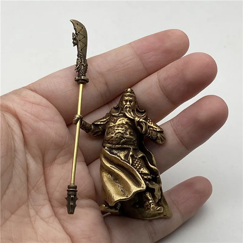 Copper Chinese Feng Shui Guan Gong Statue God of War Antique Sculpture Home Decoration Feng Shui Ornament Desk Decor Craft