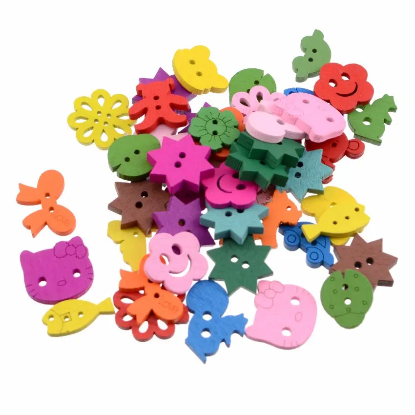 20PCs Teddy Bear Charms 2 Holes Wood Sewing Buttons buttons Children\'s Garment Sewing Notions