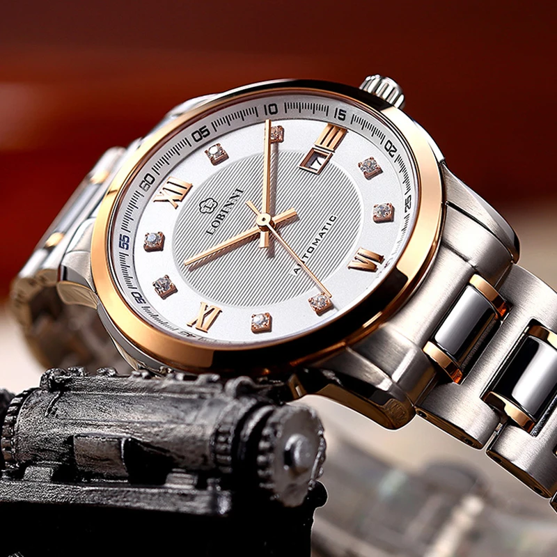 LOBINNI Business Men Stainless Steel MIYOTA Movement Automatic Mechanical Watch Date Clock Sapphire Glass Waterproof 50M Watches