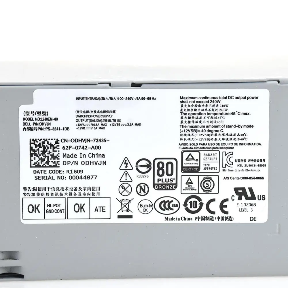 Imagem -04 - Usado para Dell Optiplex 3040 5040 Fonte de Alimentação 240w B240am00 7040sff Ac240as-02 Hu240am-00 Hu240as-00 H240am-02 D240ep N-00 Psu