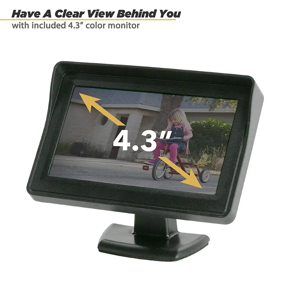 4.3Inch TFT LCD Car Color Rear View Monitor Screen for Parking Rear View Backup Camera with Stand Bracket