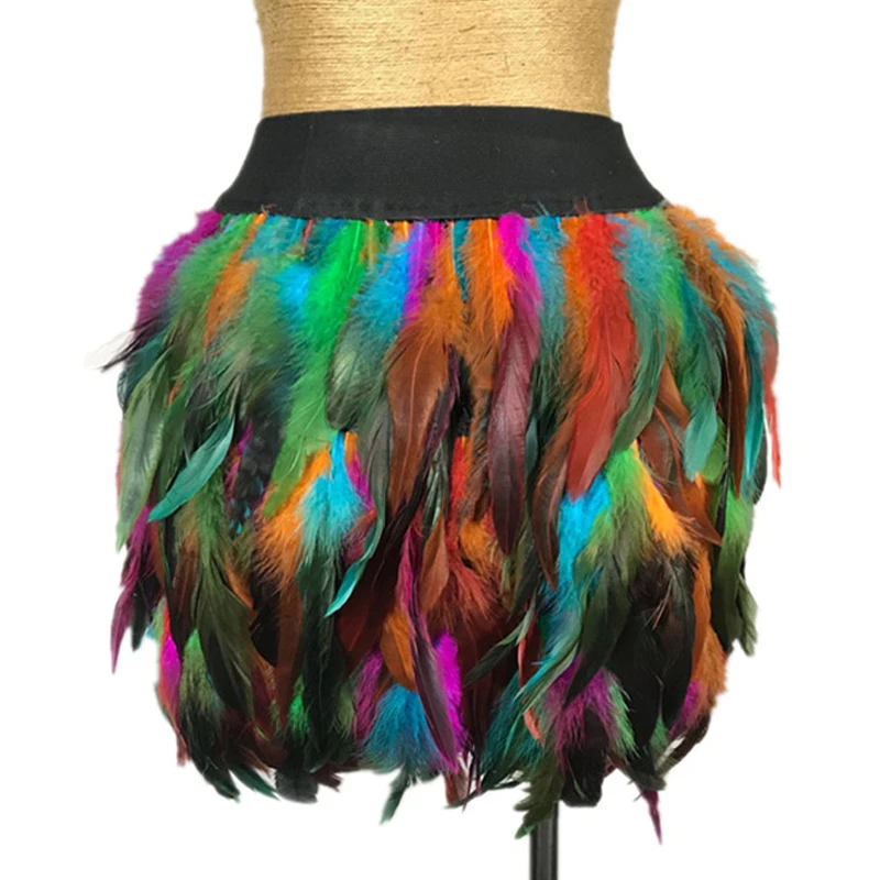 

Nightclub Stage Costume Coloful Feather Skirt Big Size Burning Man Festival Performance Outfits African Hula Dance Clothing 1767
