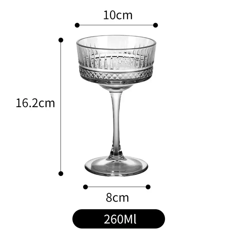 260Ml Martini Glass Engraved Stripes Champagne Cocktail Glass Cup Home Bar Wine Glass Night Club Party Wedding Goblet Drinkware