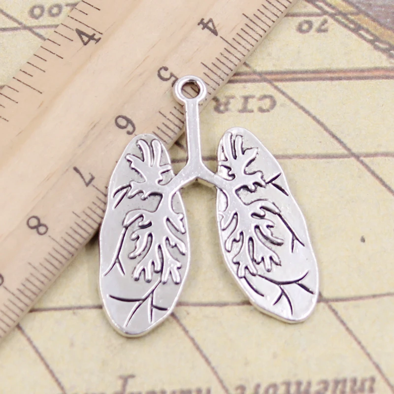 10pcs Charms Lung Respiratory System 39x30mm Tibetan Silver Color Pendants Antique Jewelry Making DIY Handmade Craft