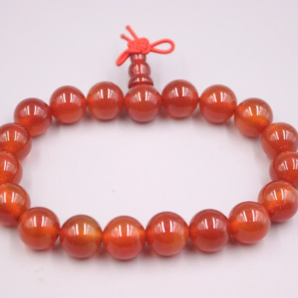 

Grade A Red Agate Bracelet Width 10mm Round Bead Link Chain Diameter 55-60mm For Woman Man