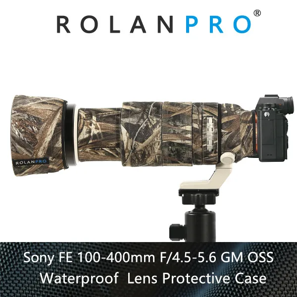 ROLANPRO Waterproof Lens Camouflage Coat Rain Cover For Sony FE 100-400mm f4.5-5.6 GM OSS Lens Protective Case Guns Cloth