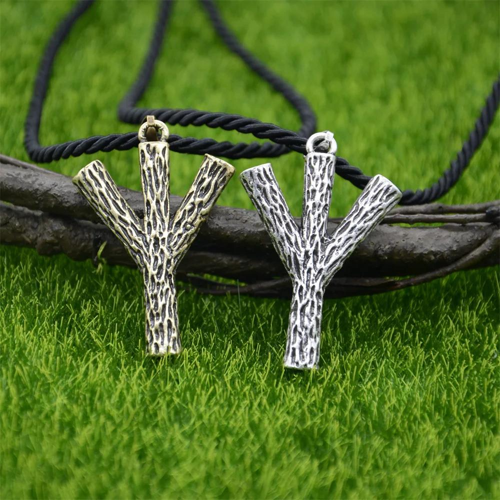 Runic Algiz Branches Divine Protection Sanctuary Viking Mens Jewellery Necklace Charms Pendants Amulet