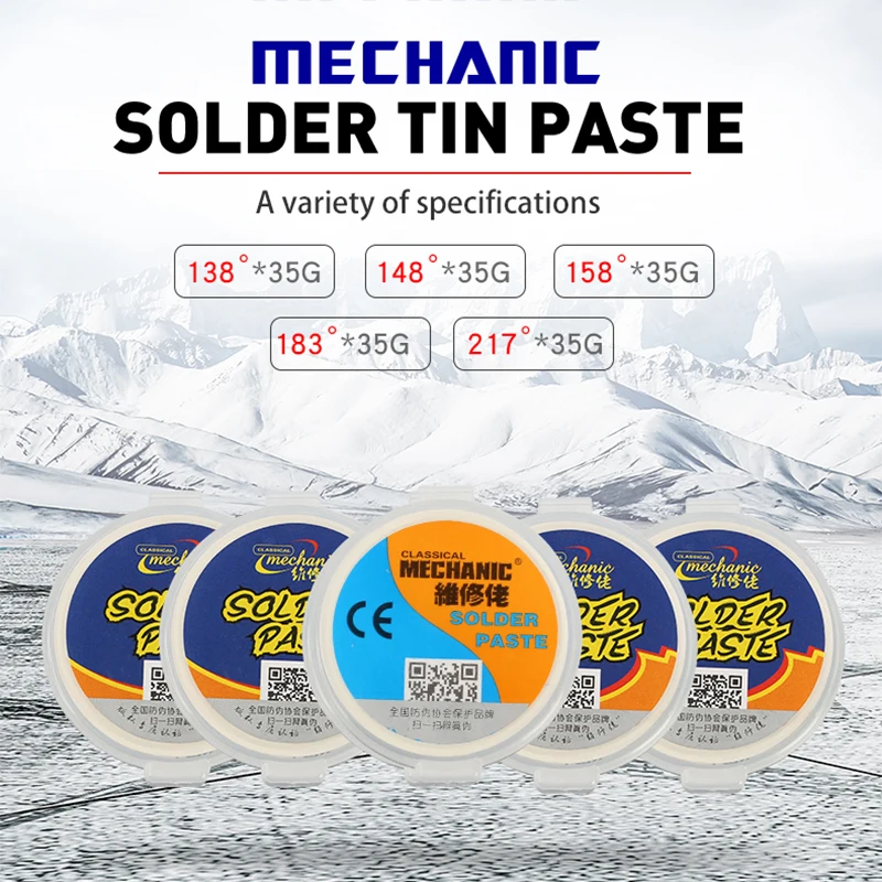 

Mechanic SMD SMT BGA Solder Paste Lead-Free Low/Medium/High Temperature Tin Cream Soldering Flux BGA Reballing Tools