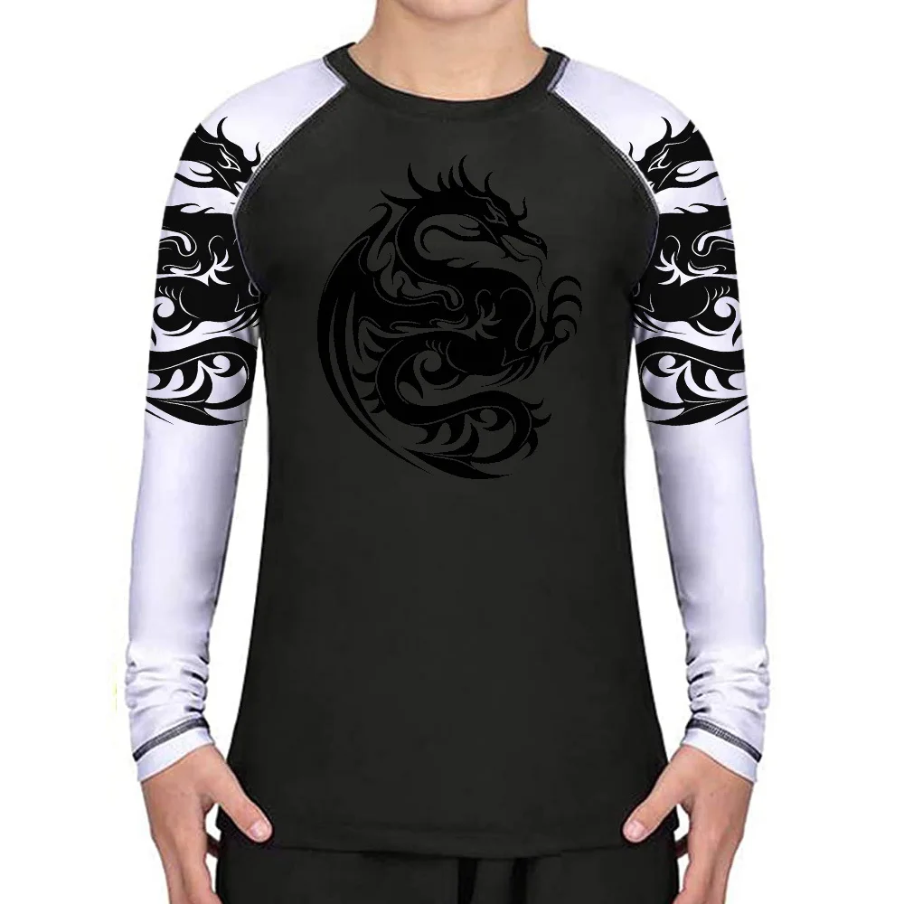 Dragon Totem Kids Long Sleeve Compression Rash Guard Unisex Youth Boys Girls MMA BJJ Jiu Jitsu