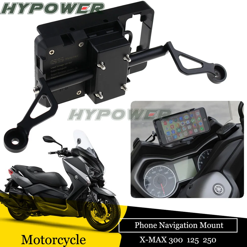 Motorcycle USB Charger Mobile Phone Holder Stand Bracket For Yamaha XMAX125 250 XMAX300 400 2017 2018