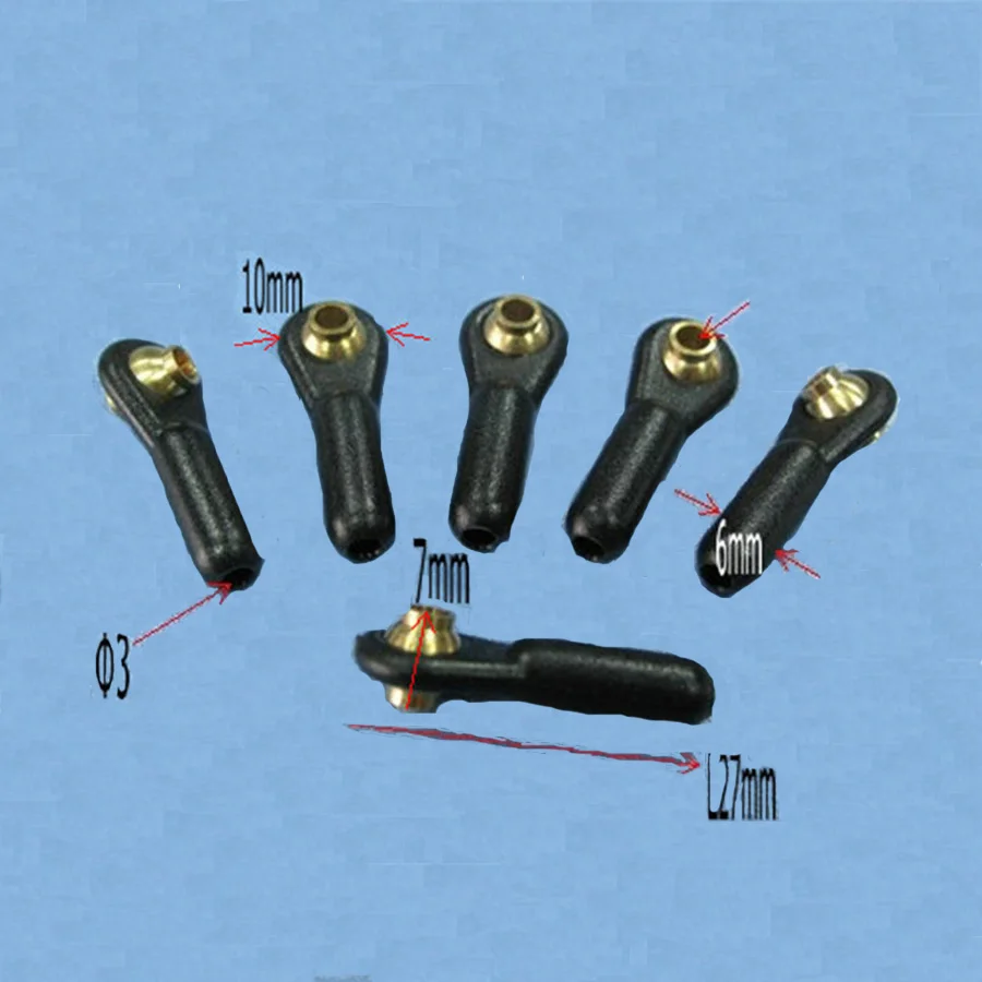 5-delige sferische kogelgewricht link met messing bal voor RC vliegtuig boot auto kleur zwart