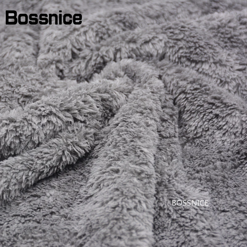 Bossnice 40x40cm 500GSM Super Soft Edgeless Microfiber Towel Car Care Polishing Buffing Finishes Light Gray Rags Car Wash Cloth