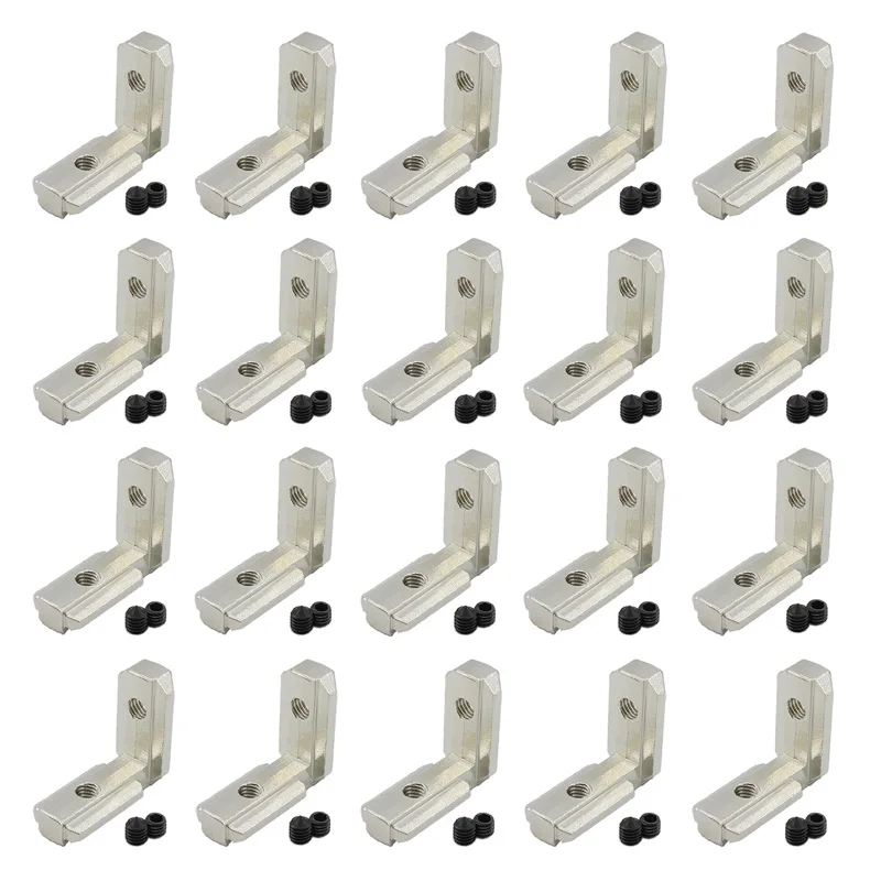 

20 PCS T Slot L-Shape Interior Inside Corner Connector Joint Bracket,90 Degree Aluminum Profile Interior Joint with M5 Screws