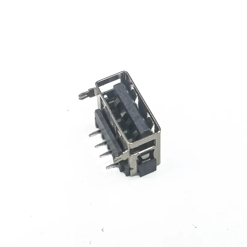 10 Pcs/Lot Female 4 Pin 2 Foot Type A USB 2.0 DIP  90 Insert Direct Data Charge Plug Socket Jack Connector Wire Adapeter