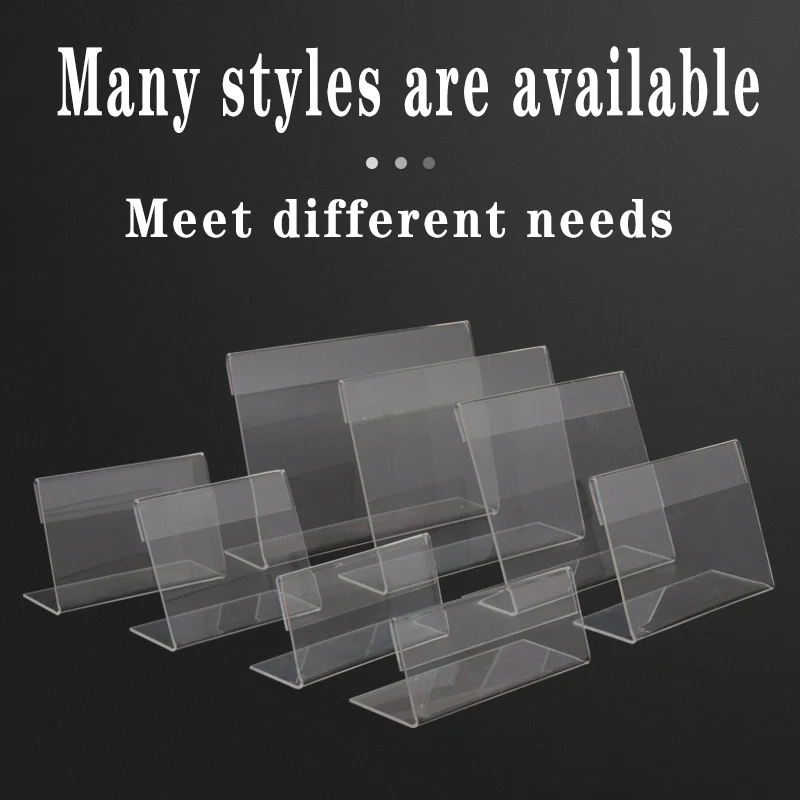 5 Pcs Acrylic Transparent Double-Sided Display Rack Supermarket Price Hotel Price Tag Display Shelf L-Shaped Frame Flat Sticker