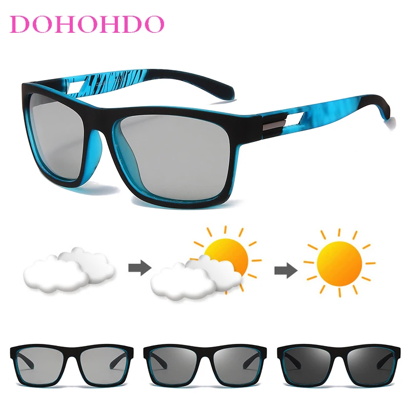 

DOHOHDO Men Photochromic Sunglasses Polarized Sports Goggles Chameleon Color Changing Anti Glare Driving Sun Glasses Women Gafas