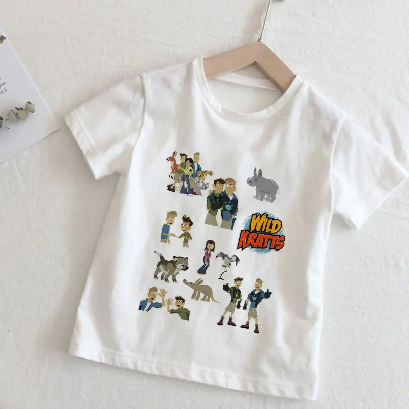 Fashion Tshirt Children Wild Kratts Animal Print T Shirt Kids Summer Tees Top Novelty Cartoon T-shirt Boys Girls Kawaii Unisex