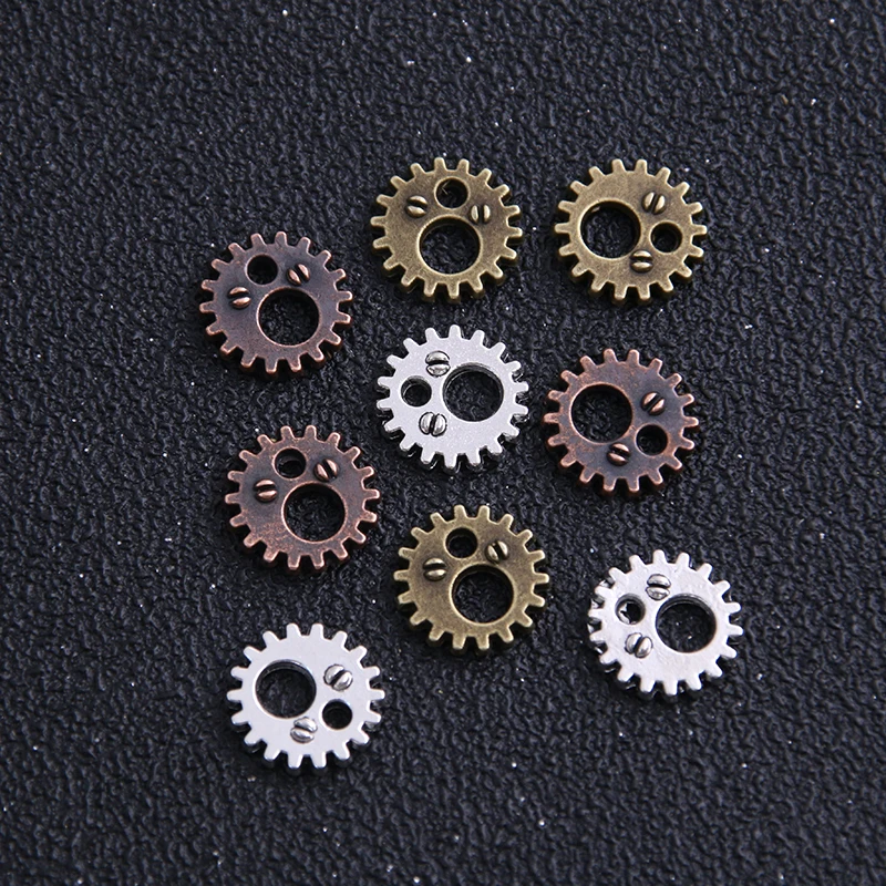 30pcs/lot 12mm Antique Copper Color Wholesale  Antique Alloy Cameo Small Gear Charm Jewelry Gear Pendant