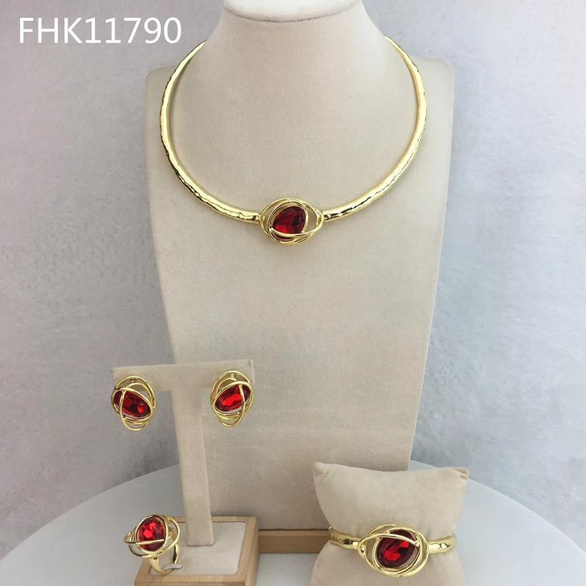 Yuminglai FHK11789 Costume Fashion Dubai Jewelry Accessories High Quality italian gold plated jewelry sets