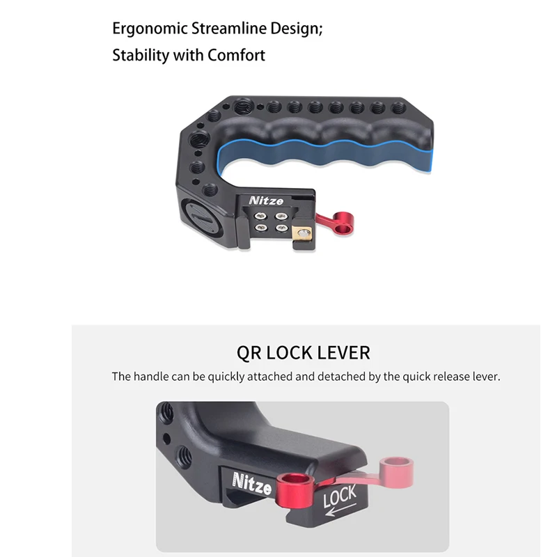 NITZE STINGER Quick Release Top HANDLE WITH QR NATO CLAMP AND NATO RAIL - PA28M-AK Universal For TILTA NITZE BMPCC 4K Cage