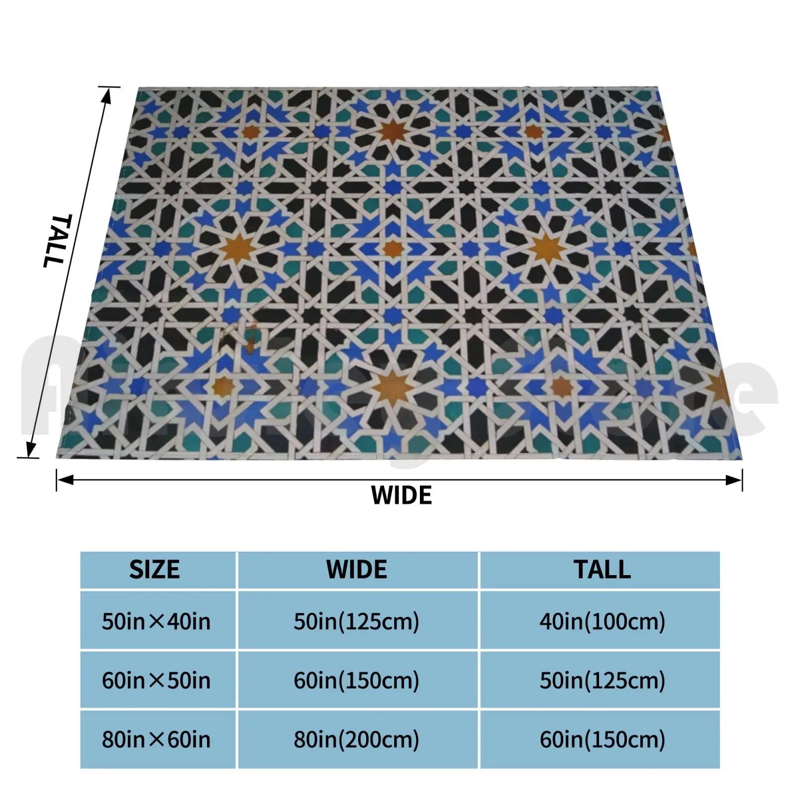 Seville Islamic Tile Pattern 2 Blanket Fashion Custom Seville Sevilla Spain Tile Tiles Islamic Pattern Islam