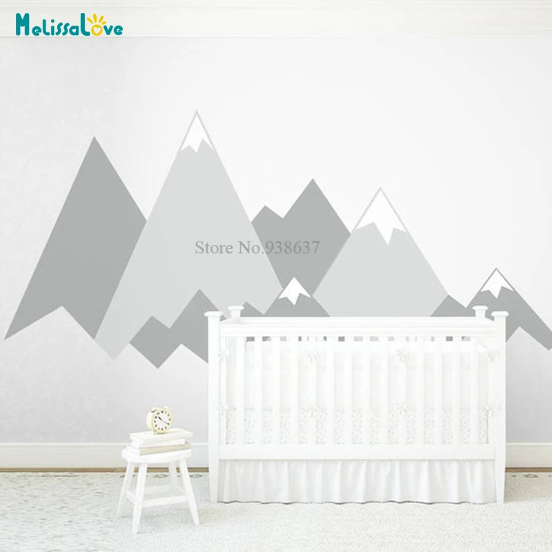 Mountains Baby Room Nursery Crib Decoration Custom Personalized Headboard Wall Sticker BB844