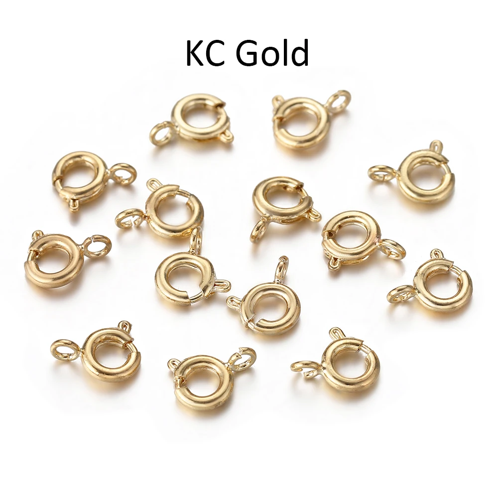 10pcs 6mm chiusura ad anello a molla in oro con anello di salto aperto chiusura per gioielli per collana a catena connettori per bracciali creazione di gioielli fai da te