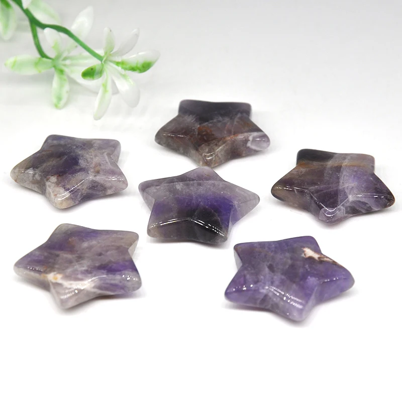 

10 Pcs Star Shaped Natural Gemstone Amethyst Stone Craft Gift Healing Crystals Agate Jewelry Making Necklace Pendant Accessories