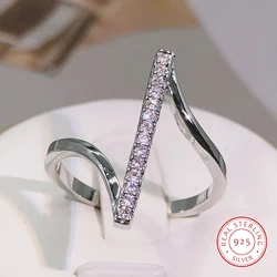 High Quality Unique “Z” Shape Silver Color Women Finger Ring Wedding Band Bridal Shine Crystal Zircon Fashion Party Wedding Ring