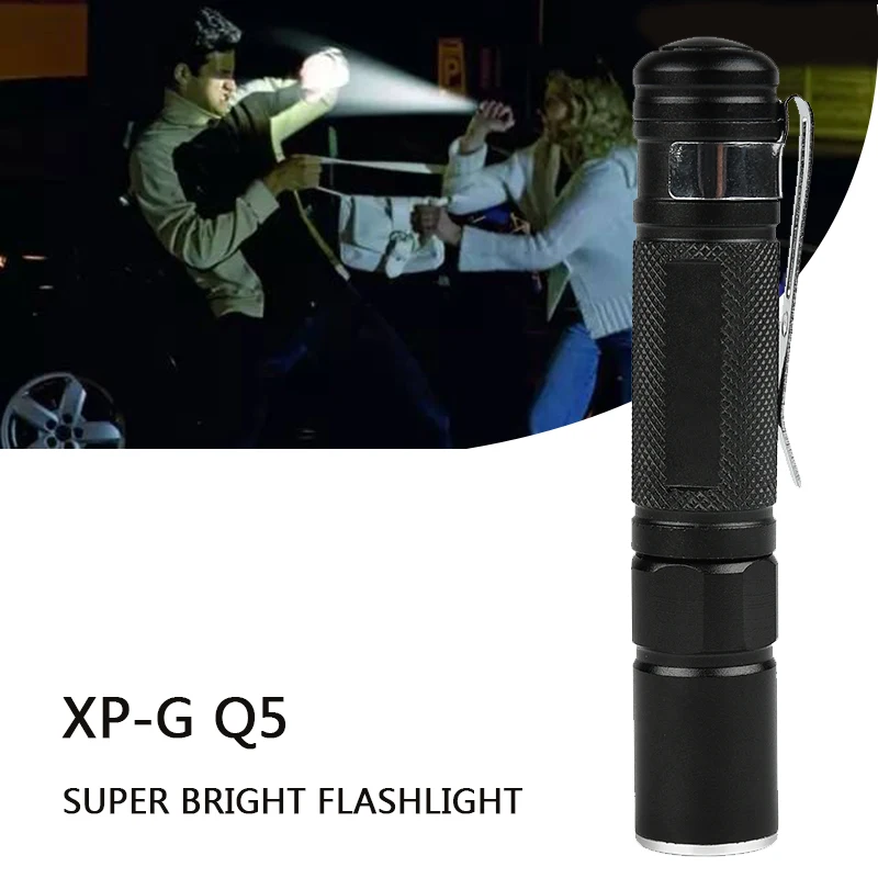 New Mini Penlight XP-G Q5 Pocket Zoom LED Flashlight Torch 2000LM Waterproof Lantern Shock Resistant Self Defense Hard Light