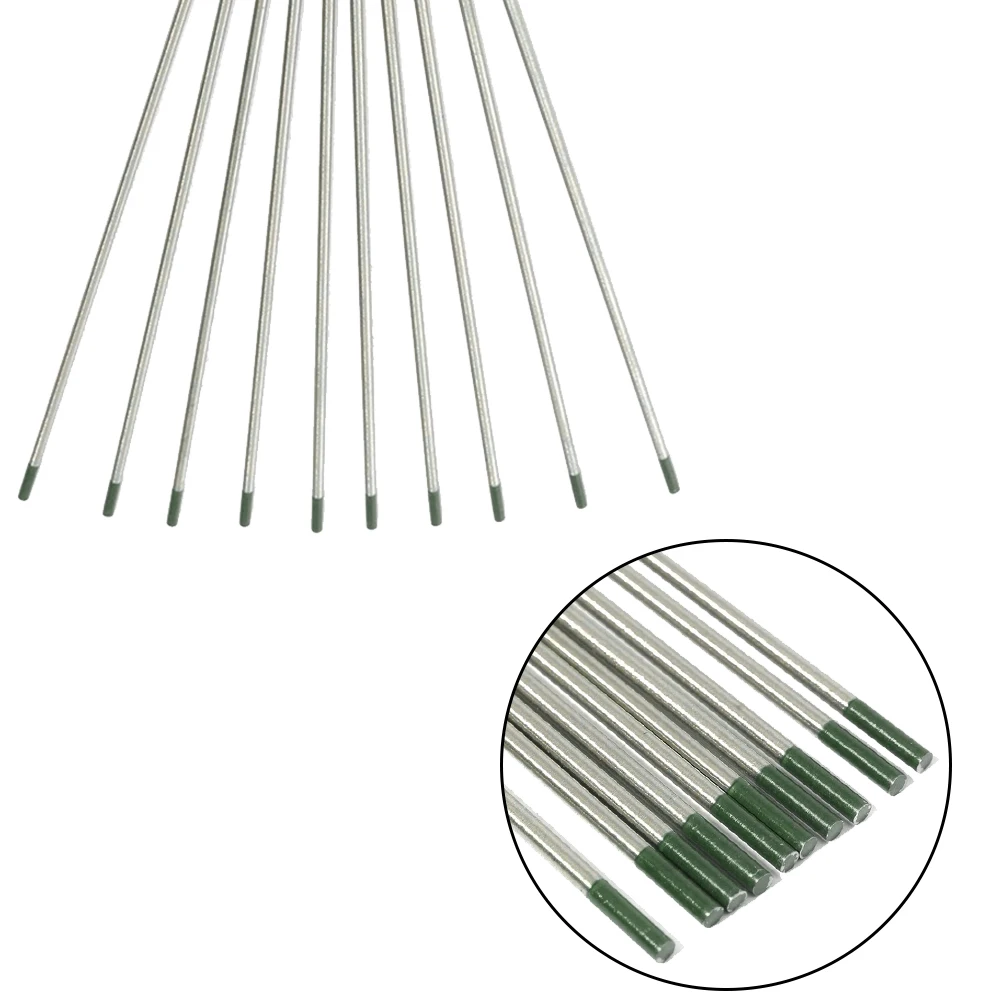 10Pcs สีเขียว Tig เชื่อมแท่งทังสเตน Electrodes 1.0/1.6/2.0/2.4/3.2/4.0mm ทังสเตนเข็ม