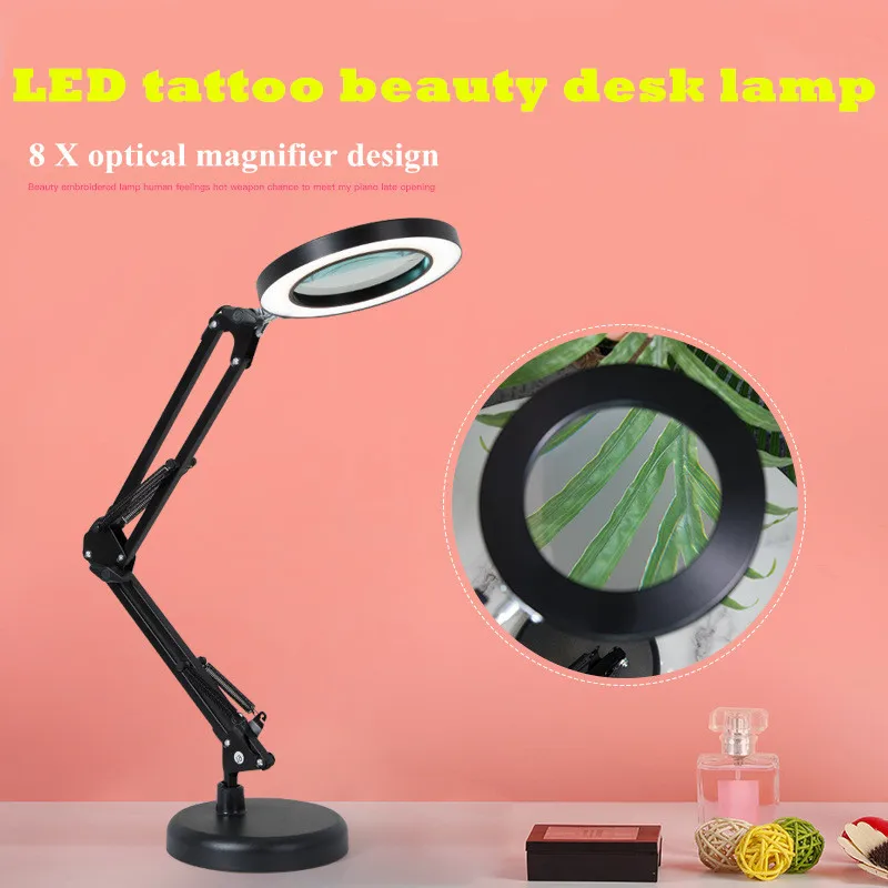 

8X Professional Foldable Magnifying Glass Desk Lamp Magnifier LED Light Reading Lamp With Three Dimming Modes USB Power Supply