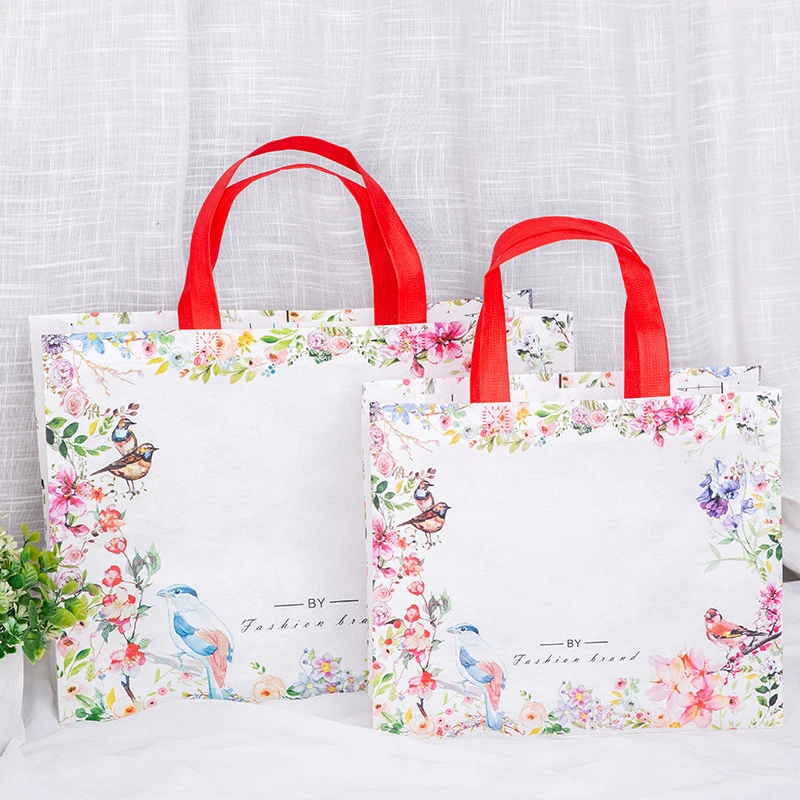 1PC Flower Print Foldable Shopping Bag Reusable Eco Shopper Bag Large Women Storage Tote Pouch Non-Woven Grocery Shopping Bags