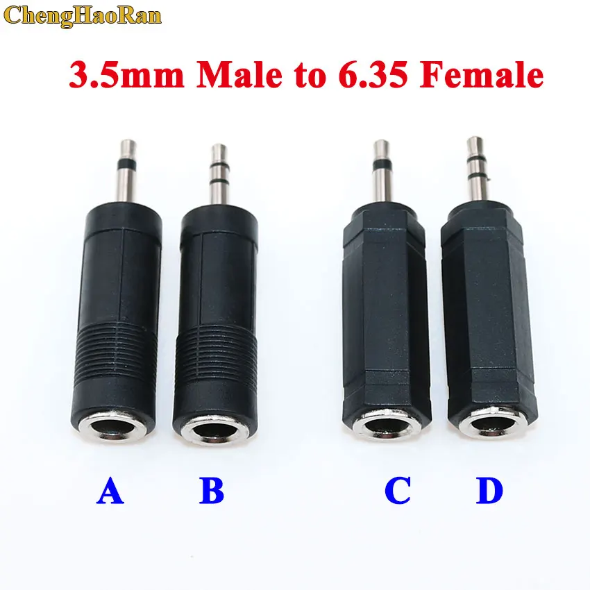 ChengHaoRan 2PCS Male to 6.5 mm Female 3.5 Plug to 6.35 Jack Mono Stereo Speaker Audio Adapter Converter for Phone PC Notebook