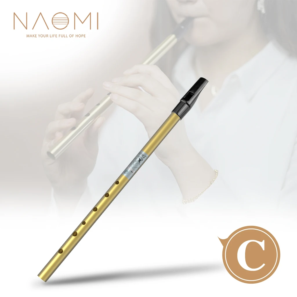 

NAOMI Golden High C English Flageolet Aluminum Alloy Tube Tin Penny Whistle Flute For Beginner Use